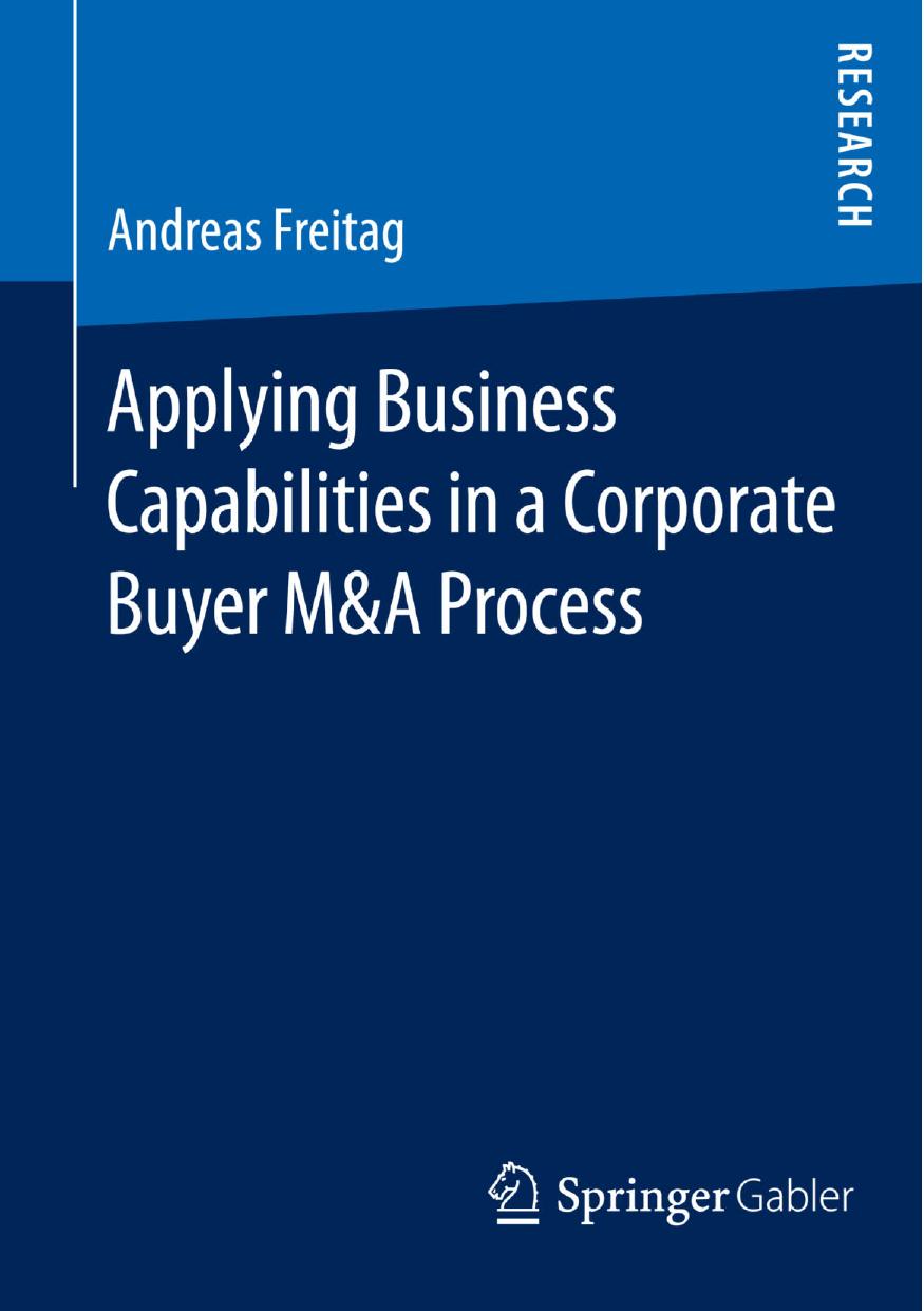 Applying Business Capabilities in a Corporate Buyer M&A Process by Unknow