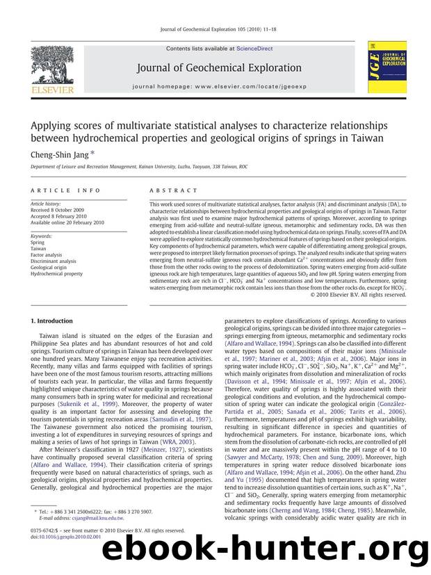 Applying scores of multivariate statistical analyses to characterize relationships between hydrochemical properties and geological origins of springs in Taiwan by Cheng-Shin Jang