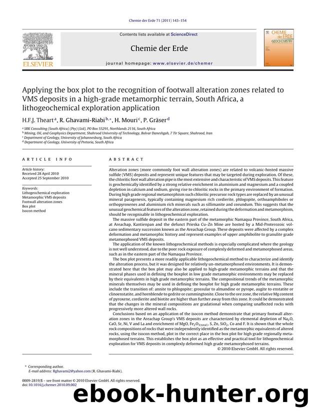 Applying the box plot to the recognition of footwall alteration zones related to VMS deposits in a high-grade metamorphic terrain, South Africa, a lithogeochemical exploration application by H.F.J. Theart