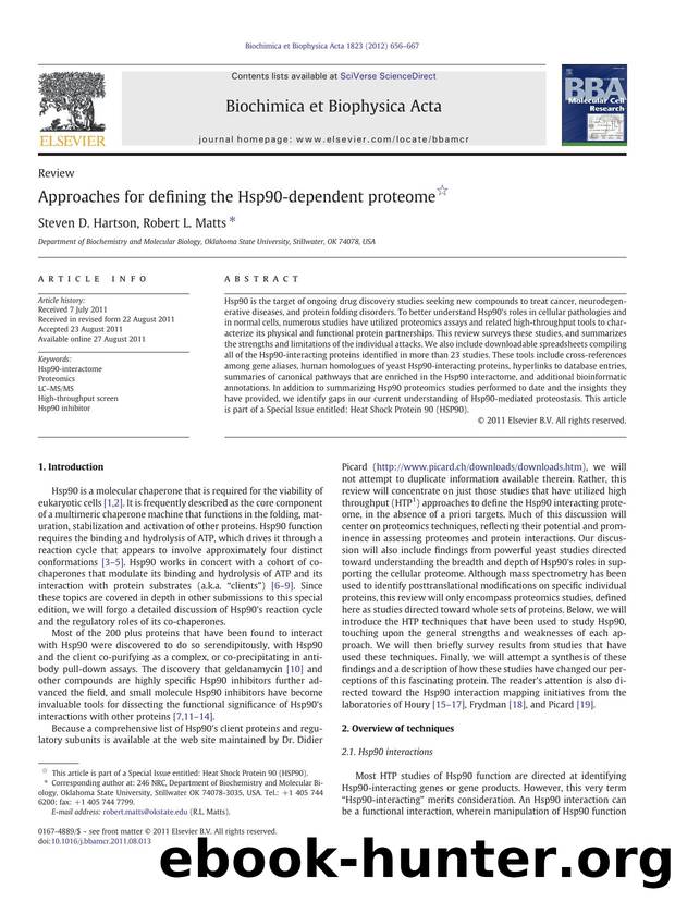 Approaches for defining the Hsp90-dependent proteome by Steven D. Hartson & Robert L. Matts