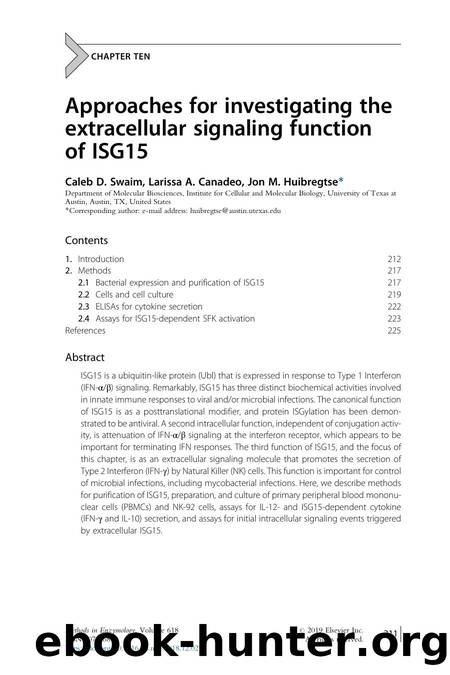 Approaches for investigating the extracellular signaling function of ISG15 by Caleb D. Swaim & Larissa A. Canadeo & Jon M. Huibregtse