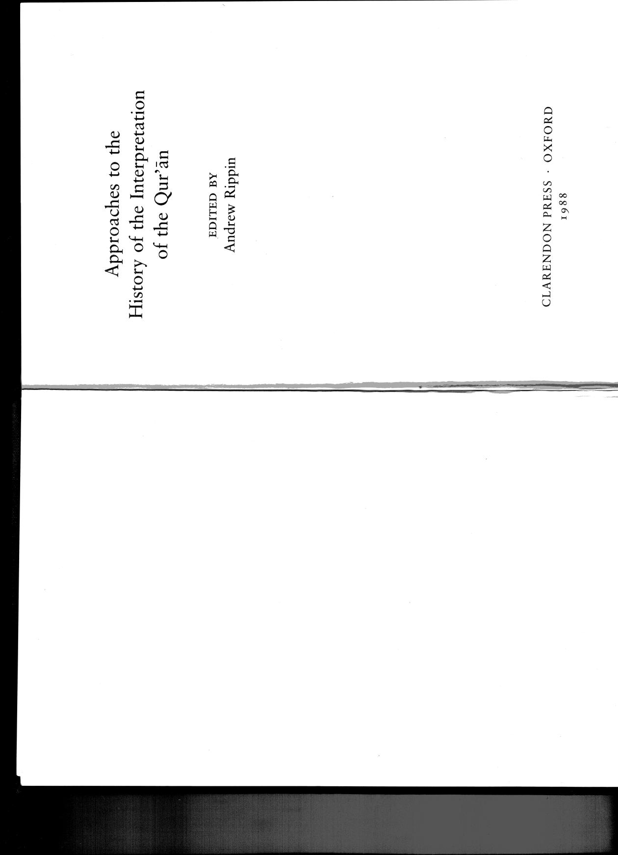 Approaches to the History of the Interpretation of the Qur'an by Andrew Rippin