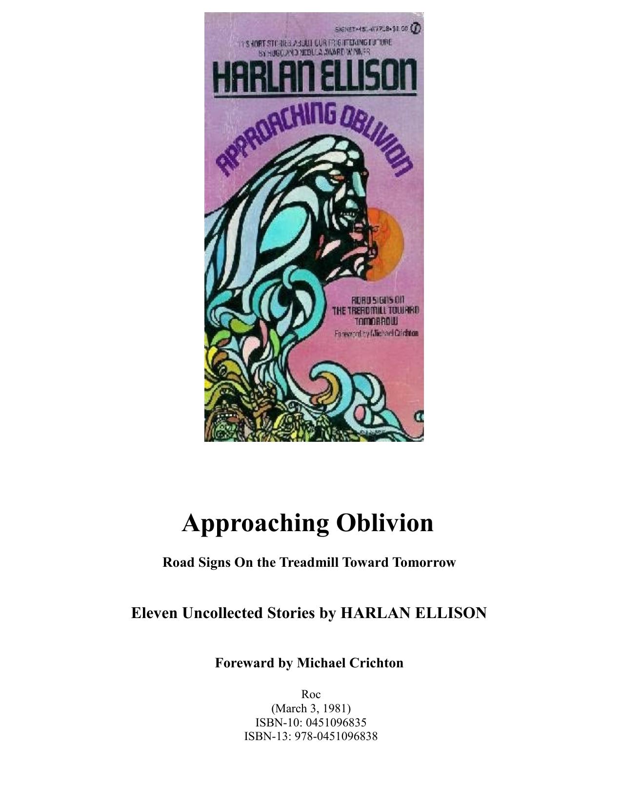Approaching Oblivion by Harlan Ellison