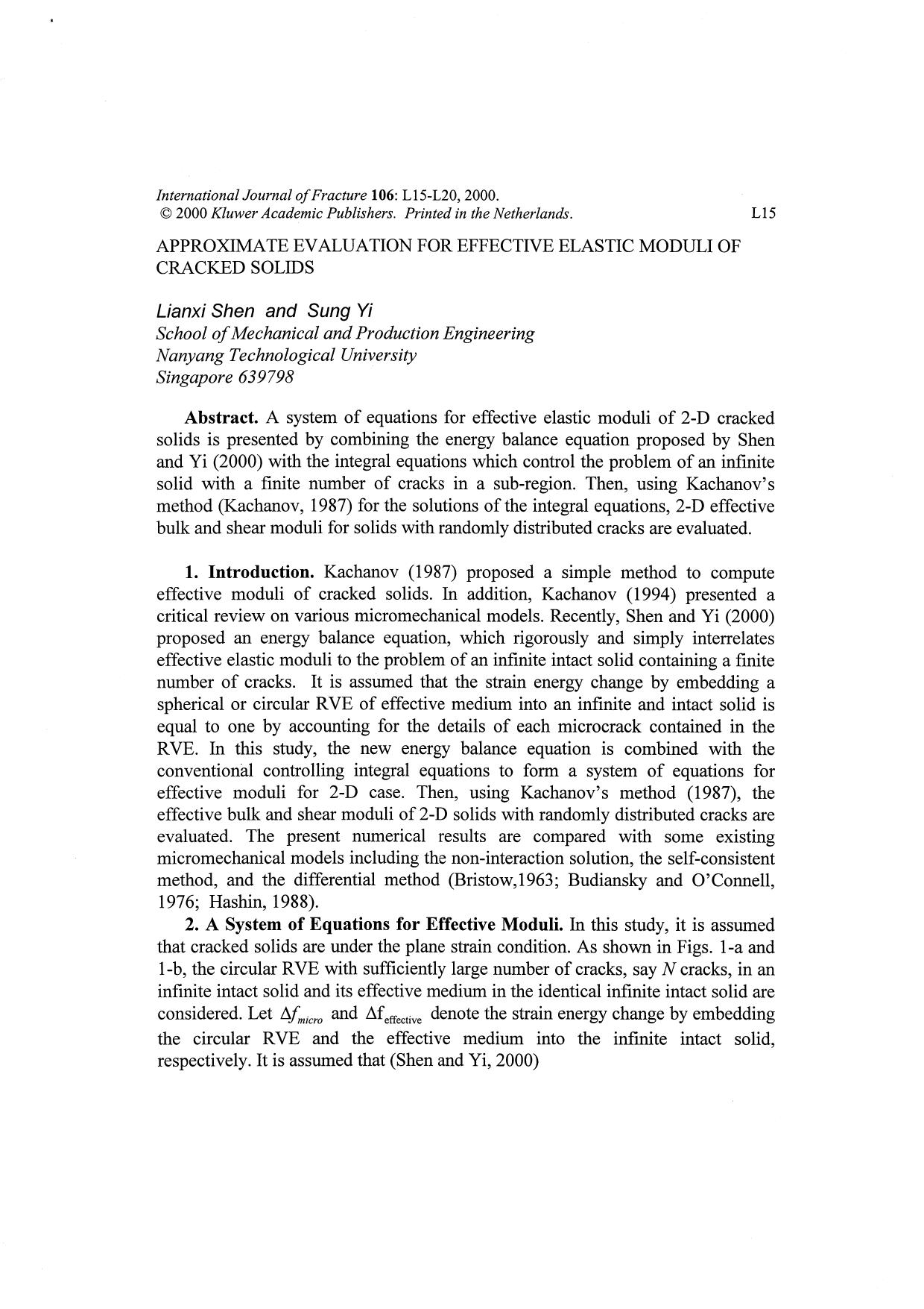 Approximate Evaluation for Effective Elastic Moduli of Cracked Solids by Unknown