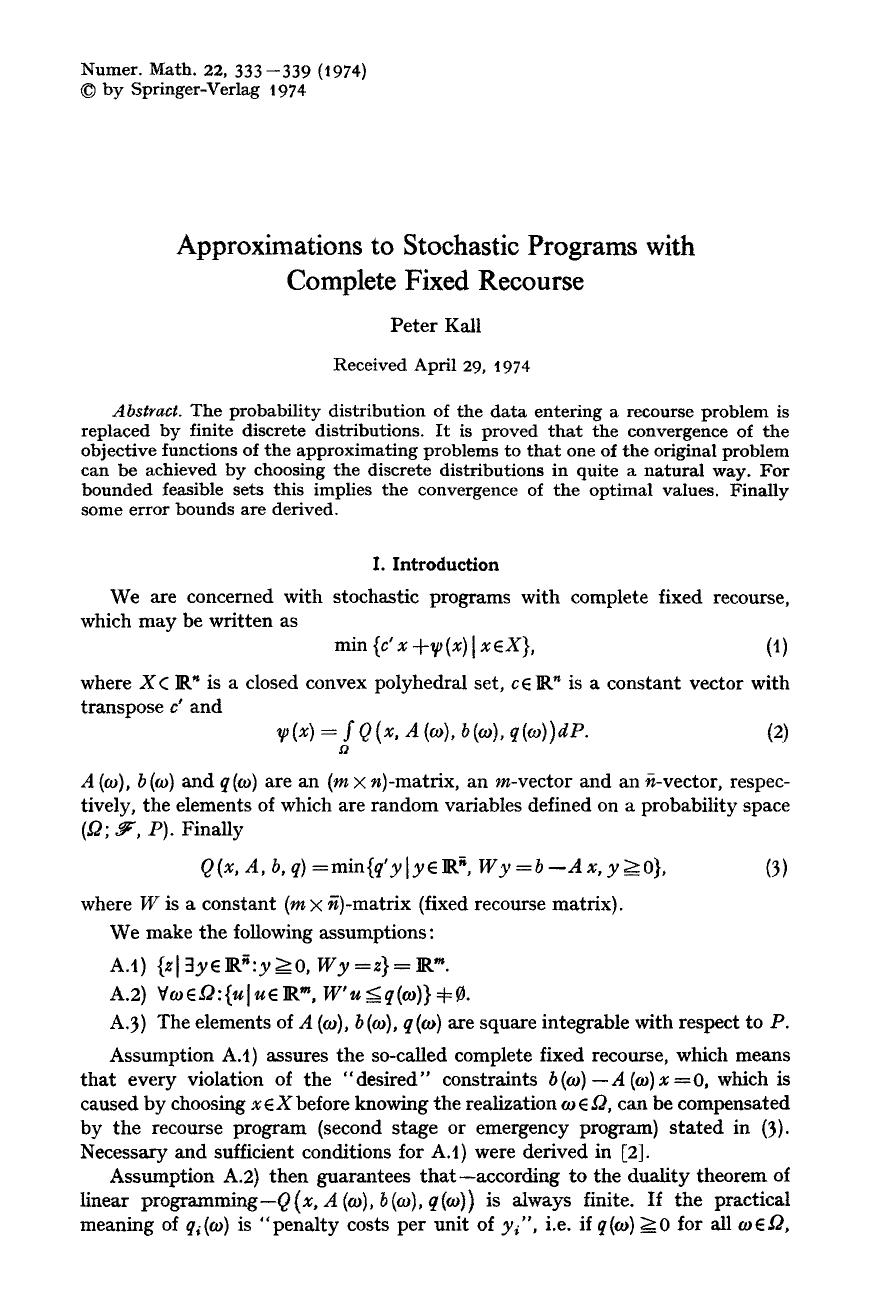 Approximations to stochastic programs with complete fixed recourse by Unknown