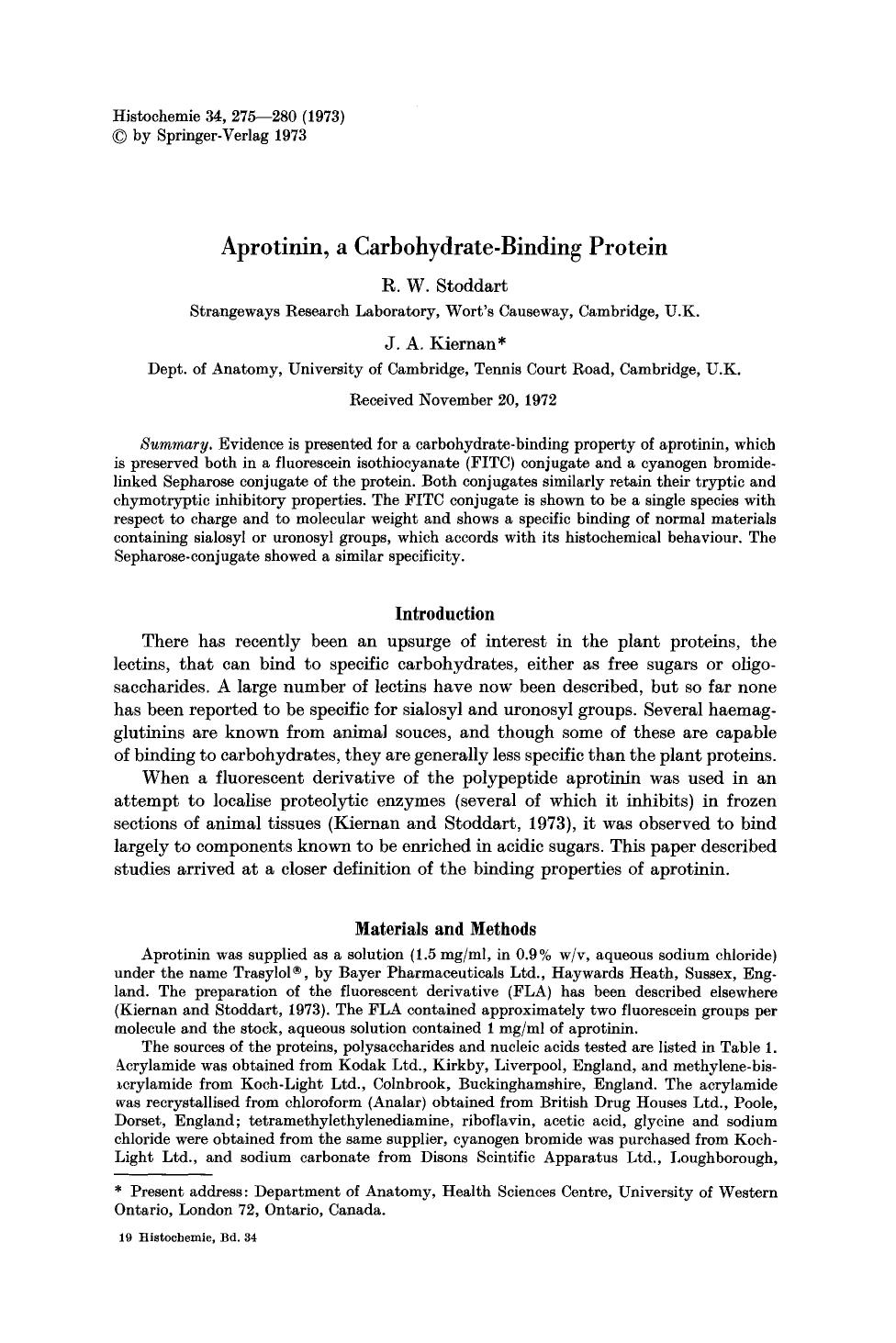 Aprotinin, a carbohydrate-binding protein by Unknown