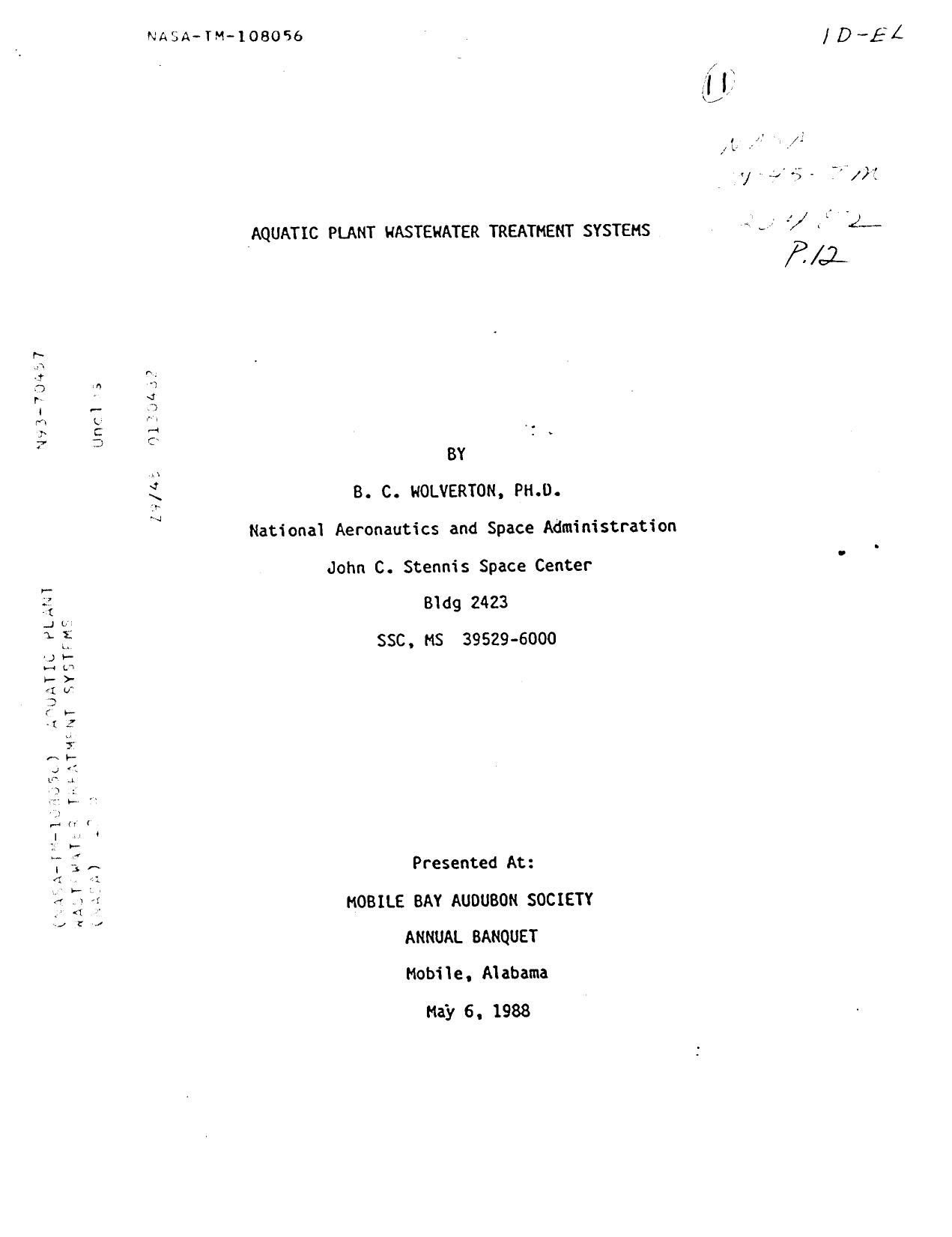Aquatic plants wastewater treatment systems by Unknown
