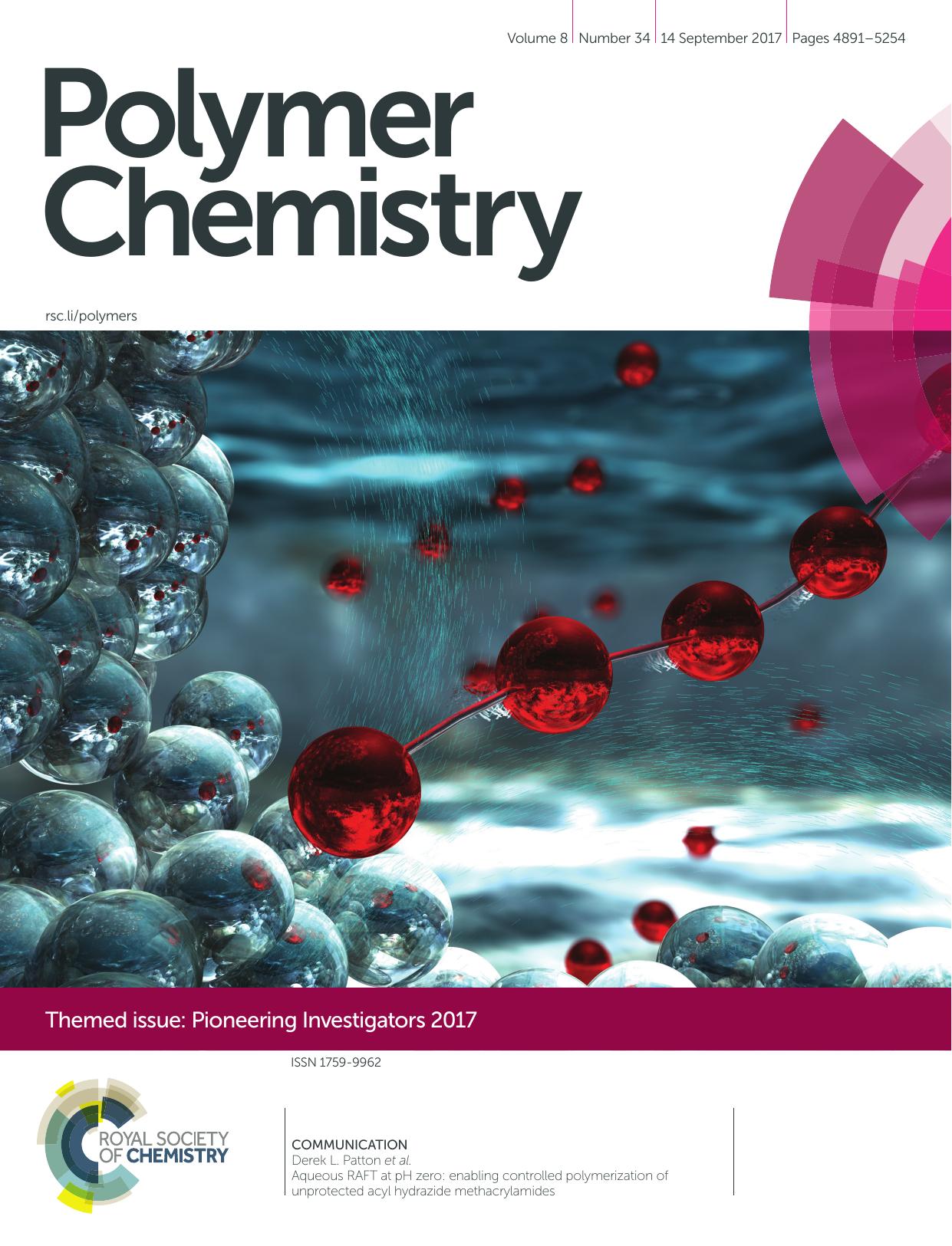 Aqueous RAFT at pH zero: enabling controlled polymerization of unprotected acyl hydrazide methacrylamides by Emily A. Hoff Brooks A. Abel Chase A. Tretbar Charles L. McCormick Derek L. Patton