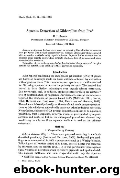 Aqueous extraction of gibberellins from pea by Unknown