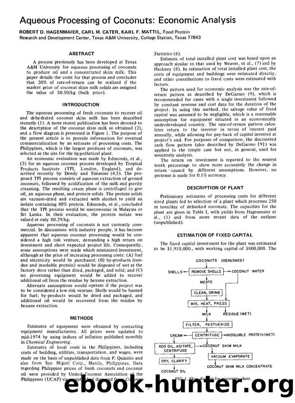 Aqueous processing of coconuts: Economic analysis by Unknown