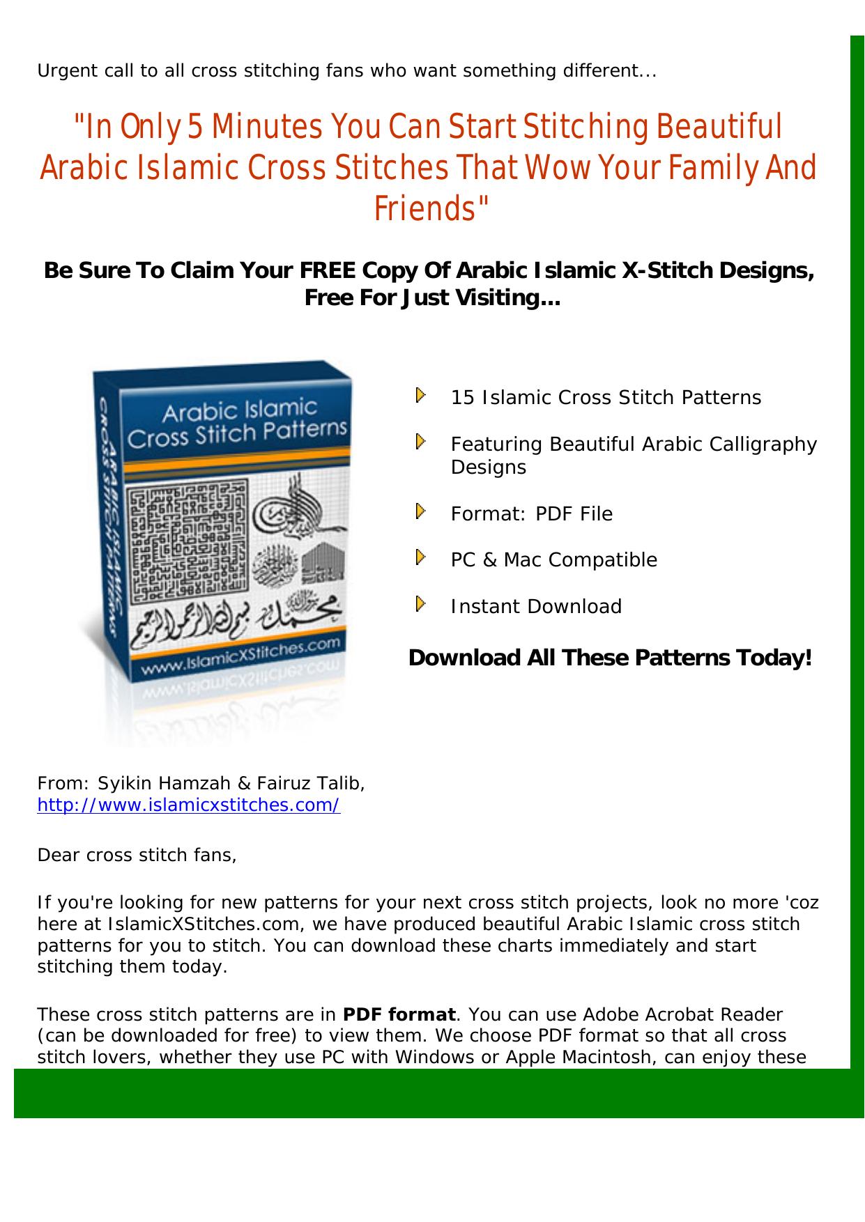 Arabic - Islamic Cross Stitch Patterns. by Best of Kuszter's Collection