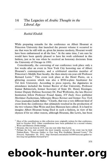 Arabic Thought Beyond the Liberal Age: Towards an Intellectual History of the Nahda by Hanssen Jens (Editor)
