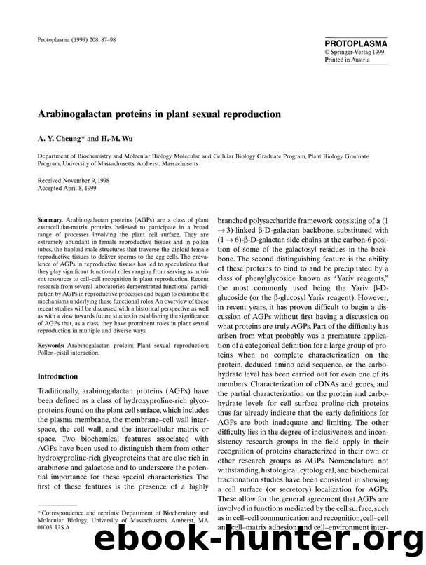 Arabinogalactan proteins in plant sexual reproduction by Unknown