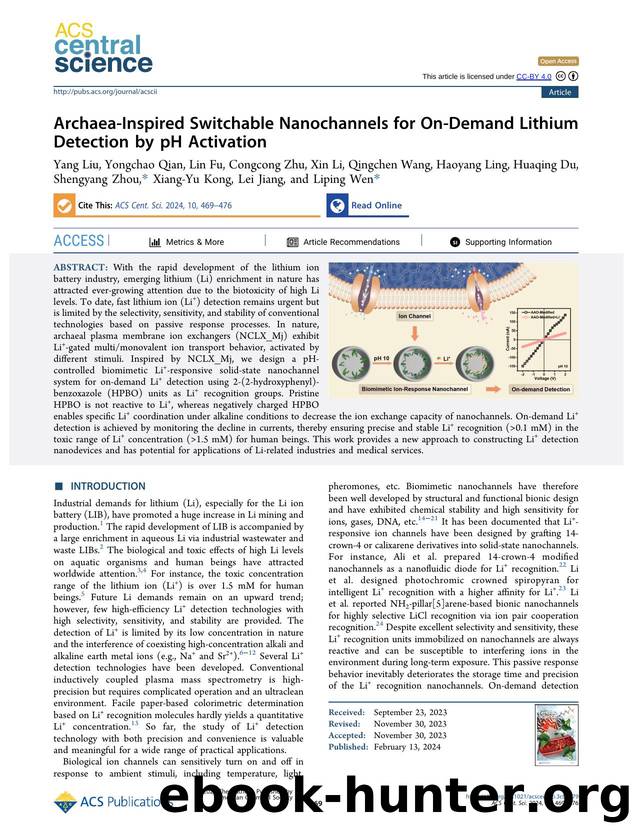 Archaea-Inspired Switchable Nanochannels for On-Demand Lithium Detection by pH Activation by unknow