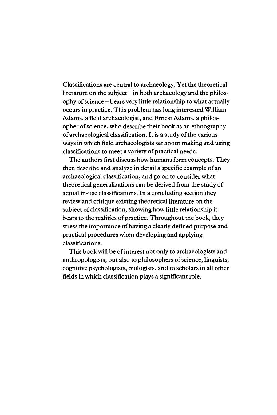 Archaeological Typology and Practical Reality: A Dialectical Approach to Artifact Classification and Sorting by William Y. Adams Ernest W. Adams