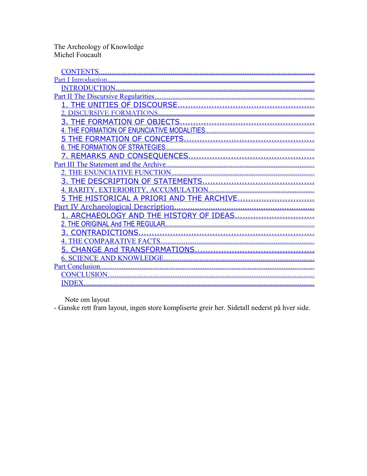 Archaeology of Knowledge Michel Foucault by Bård