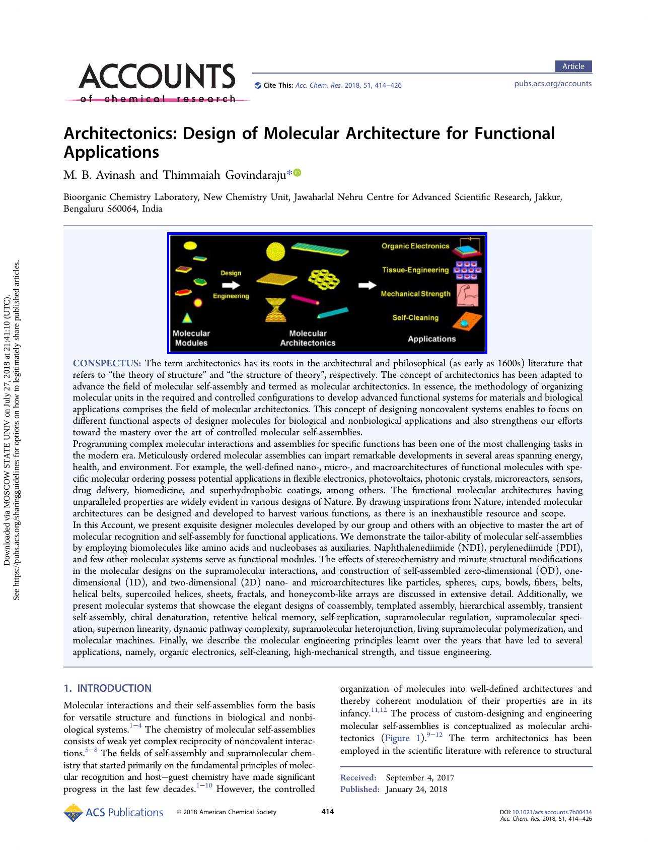 Architectonics: Design of Molecular Architecture for Functional Applications by M. B. Avinash & Thimmaiah Govindaraju
