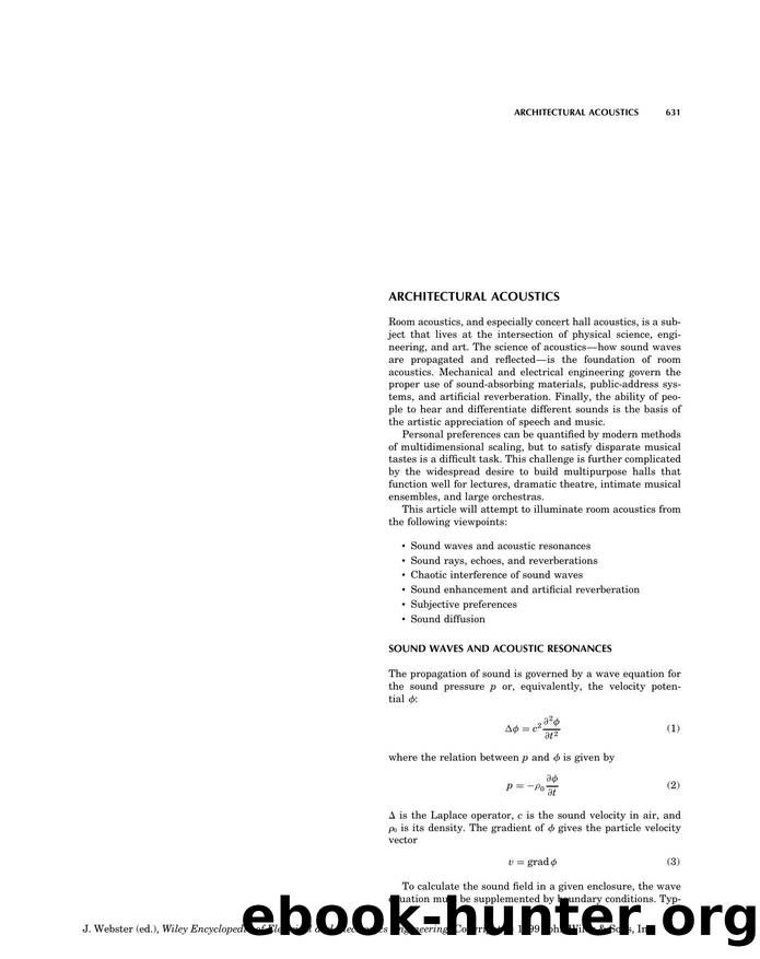 Architectural Acoustics". In: Wiley Encyclopedia of Electrical and Electronics Engineering by Unknown