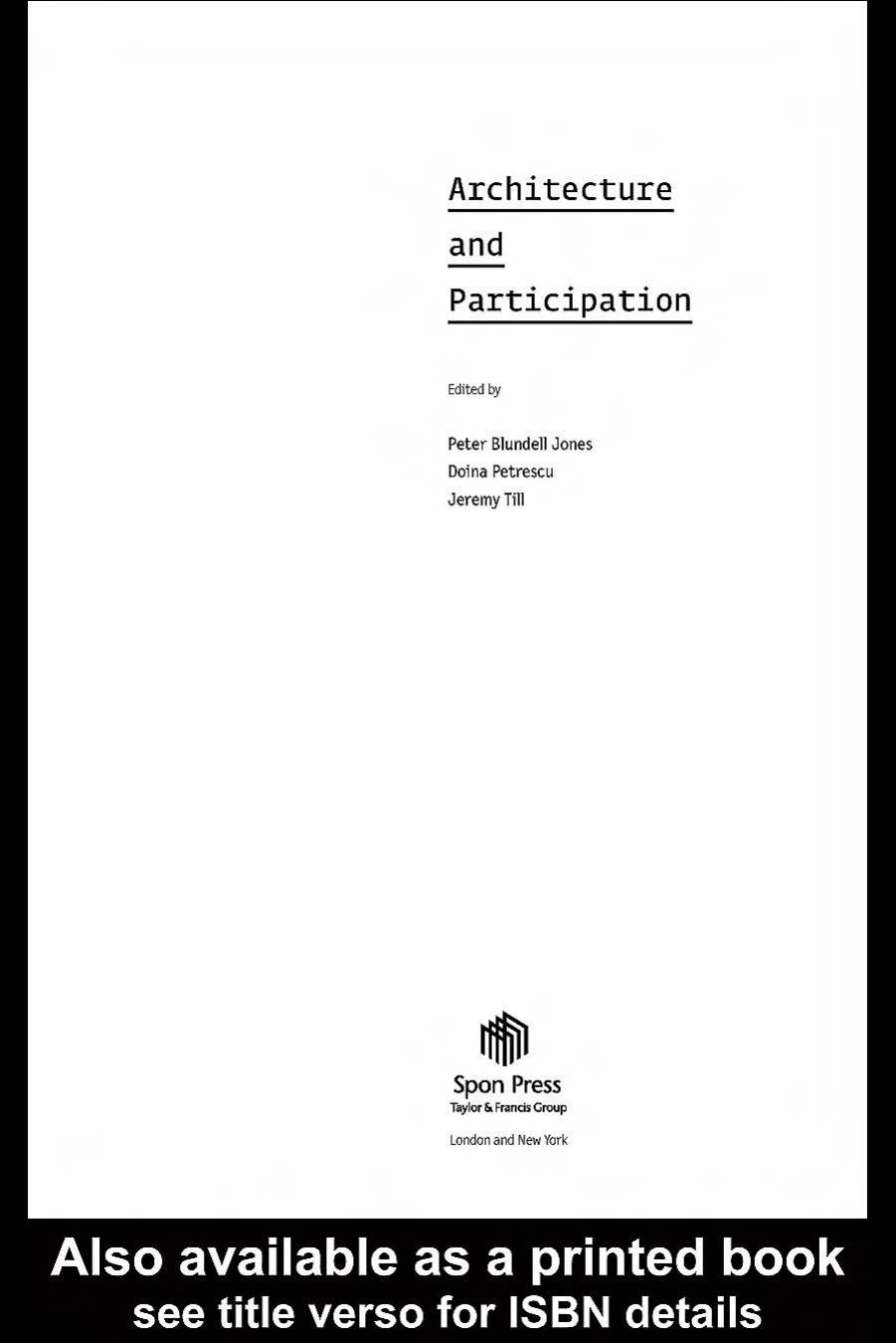Architecture and Participation by Blundell Jones
