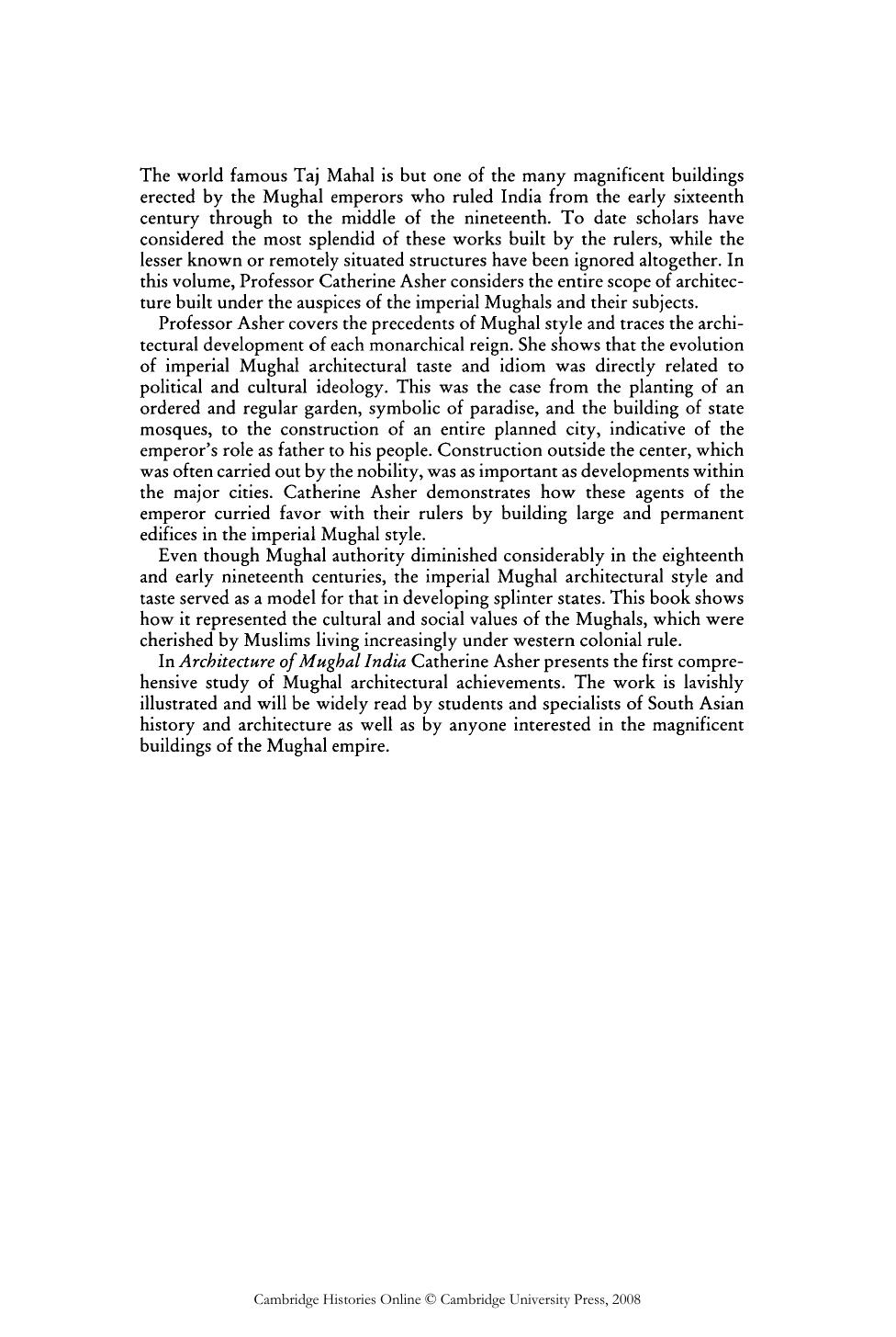 Architecture of Mughal India by Catherine B. Asher