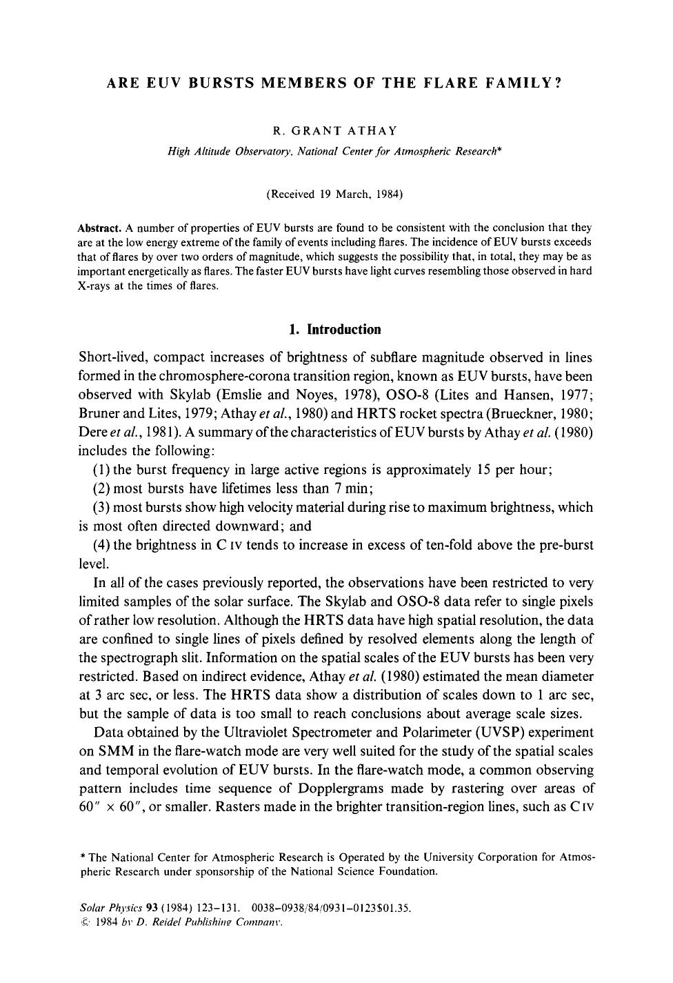 Are EUV bursts members of the flare family? by Unknown