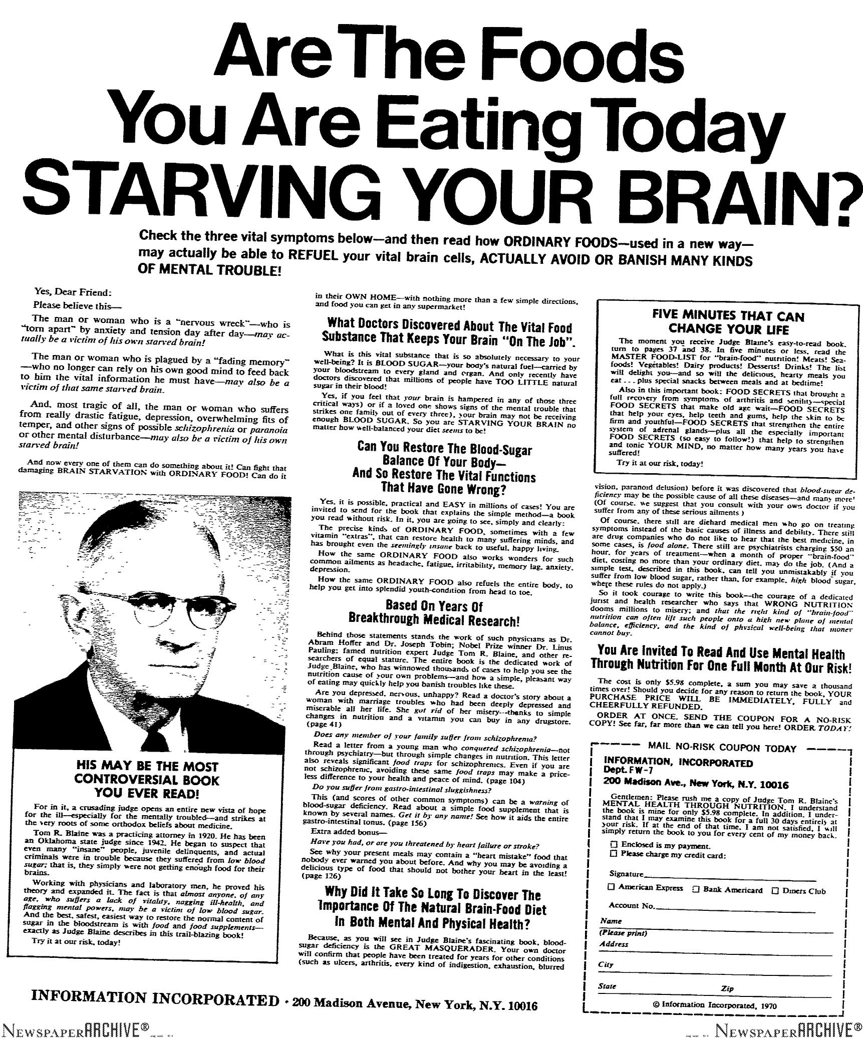 Are The Foods You Are Eating Today Starving Your Brain by Copyright 2005 Heritage Microfilm Inc. & Newspaperarchive.com
