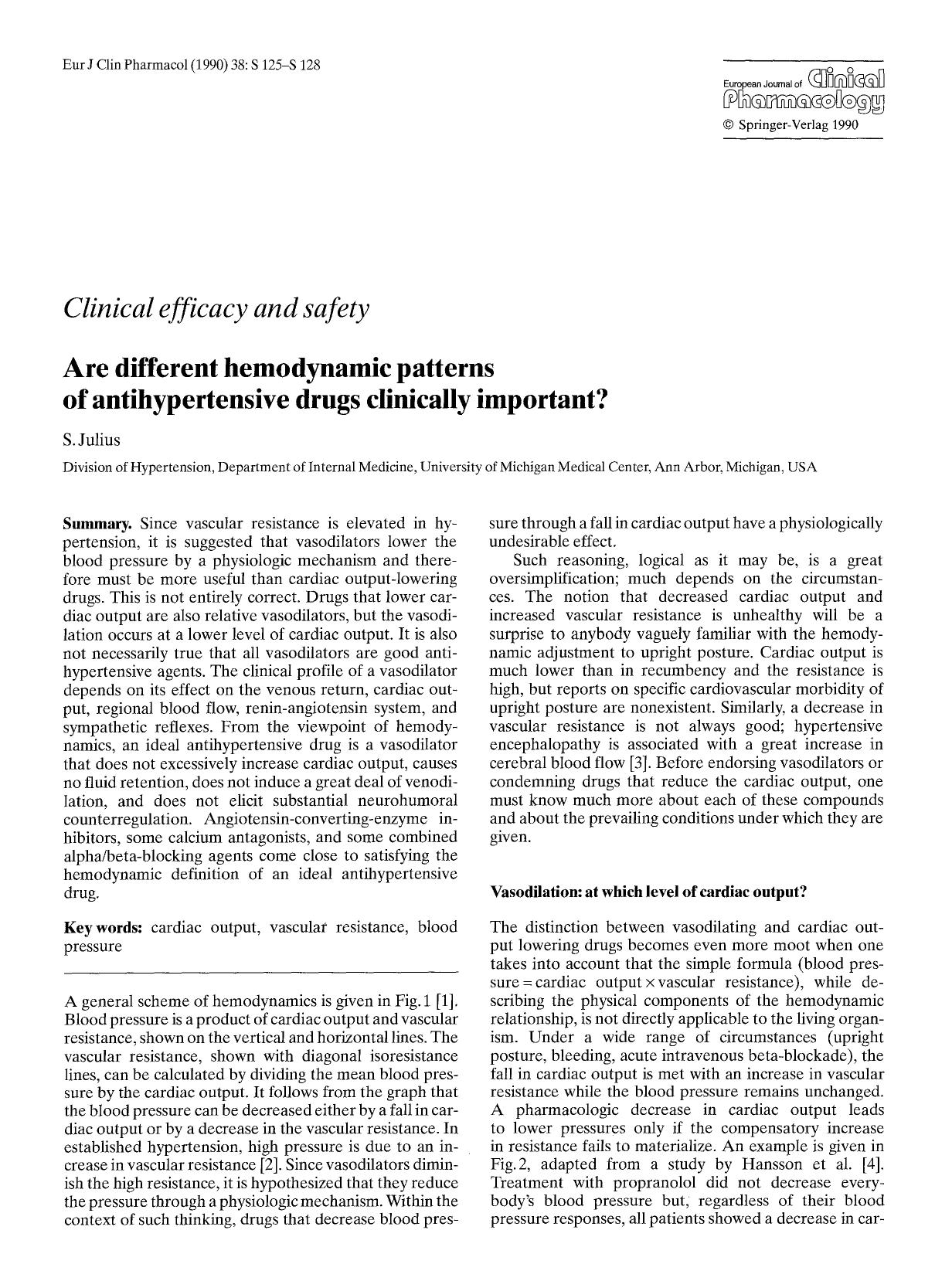 Are different hemodynamic patterns of antihypertensive drugs clinically important? by Unknown