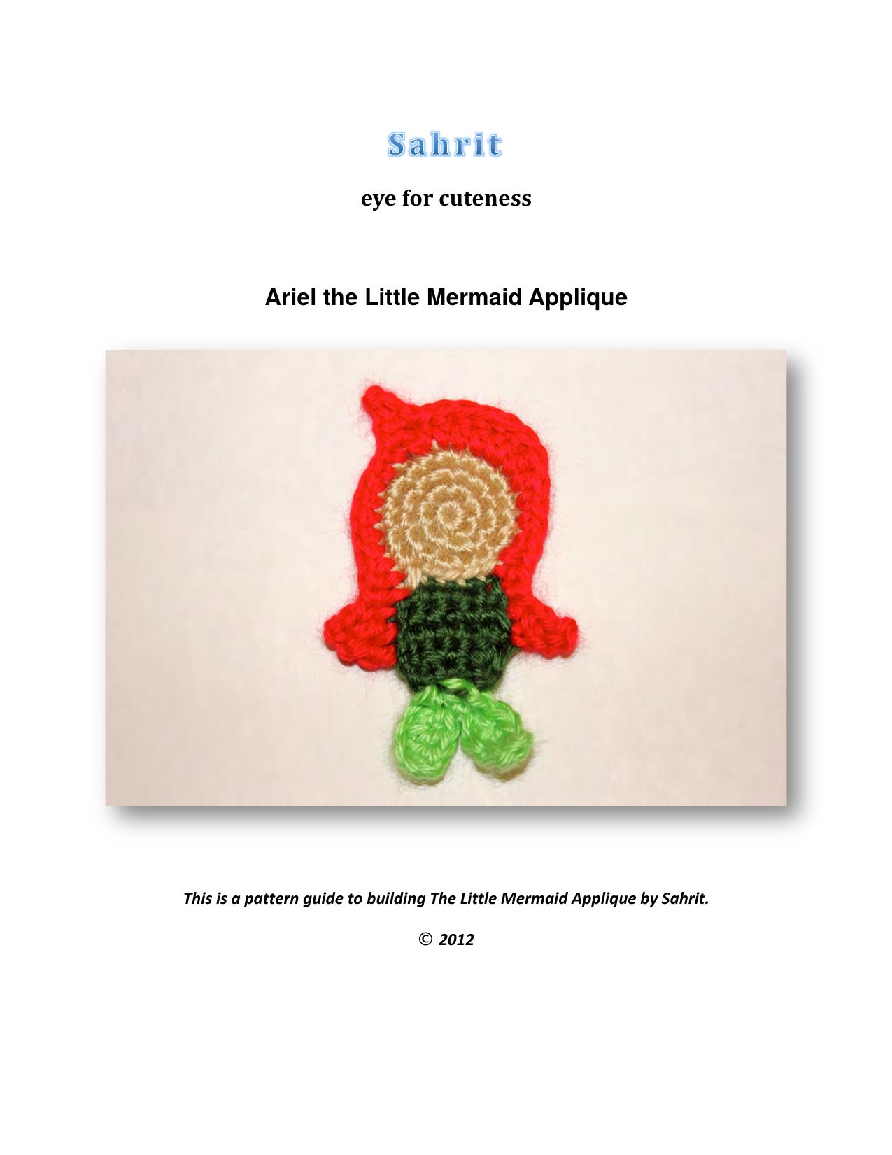 Ariel The Little Mermaid Applique Pattern by Sahrit by Sahrit Freud Weinstein