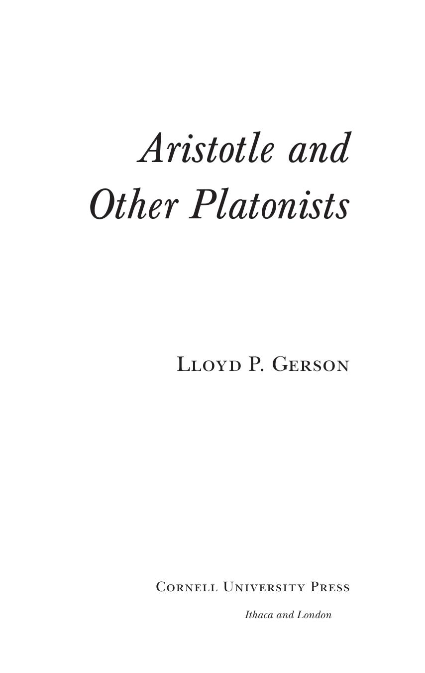 Aristotle and Other Platonists by Gerson Lloyd P