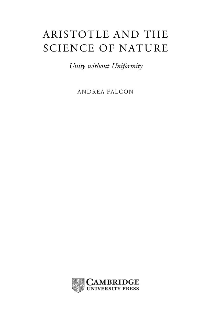 Aristotle and the Science of Nature by Falcon