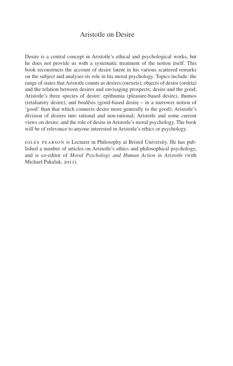 Aristotle on Desire by Giles Pearson