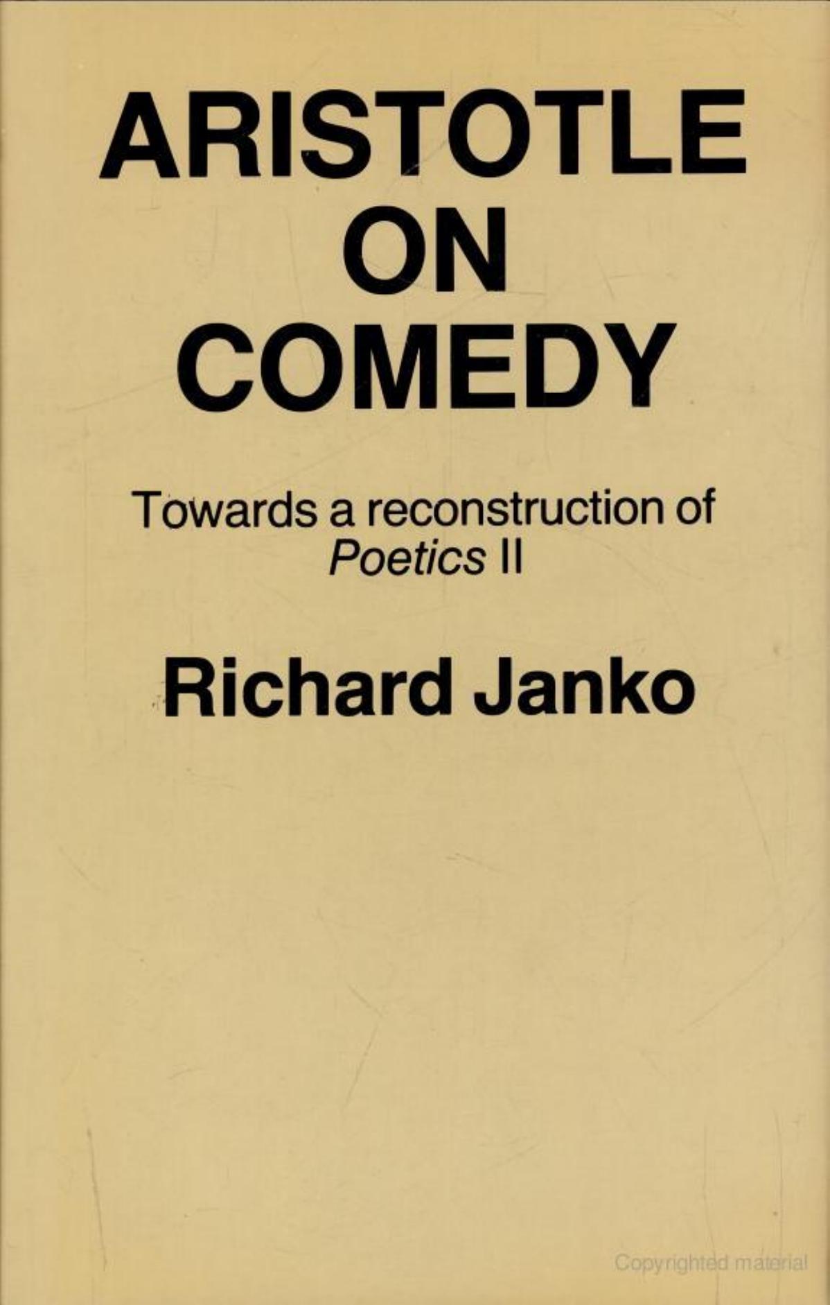 Aristotle on comedy by By Richard Janko Aristotle
