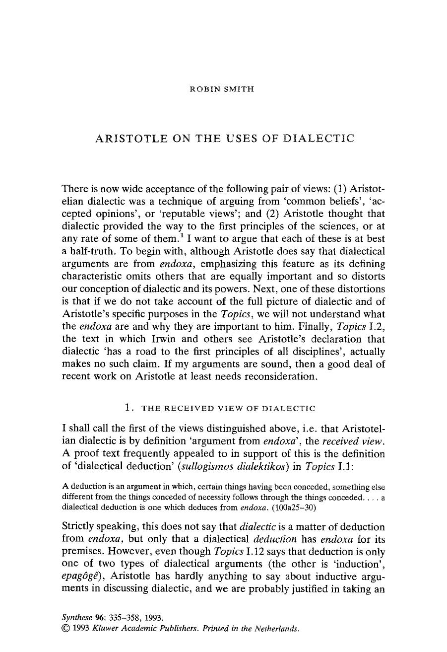 Aristotle on the uses of dialectic by Unknown