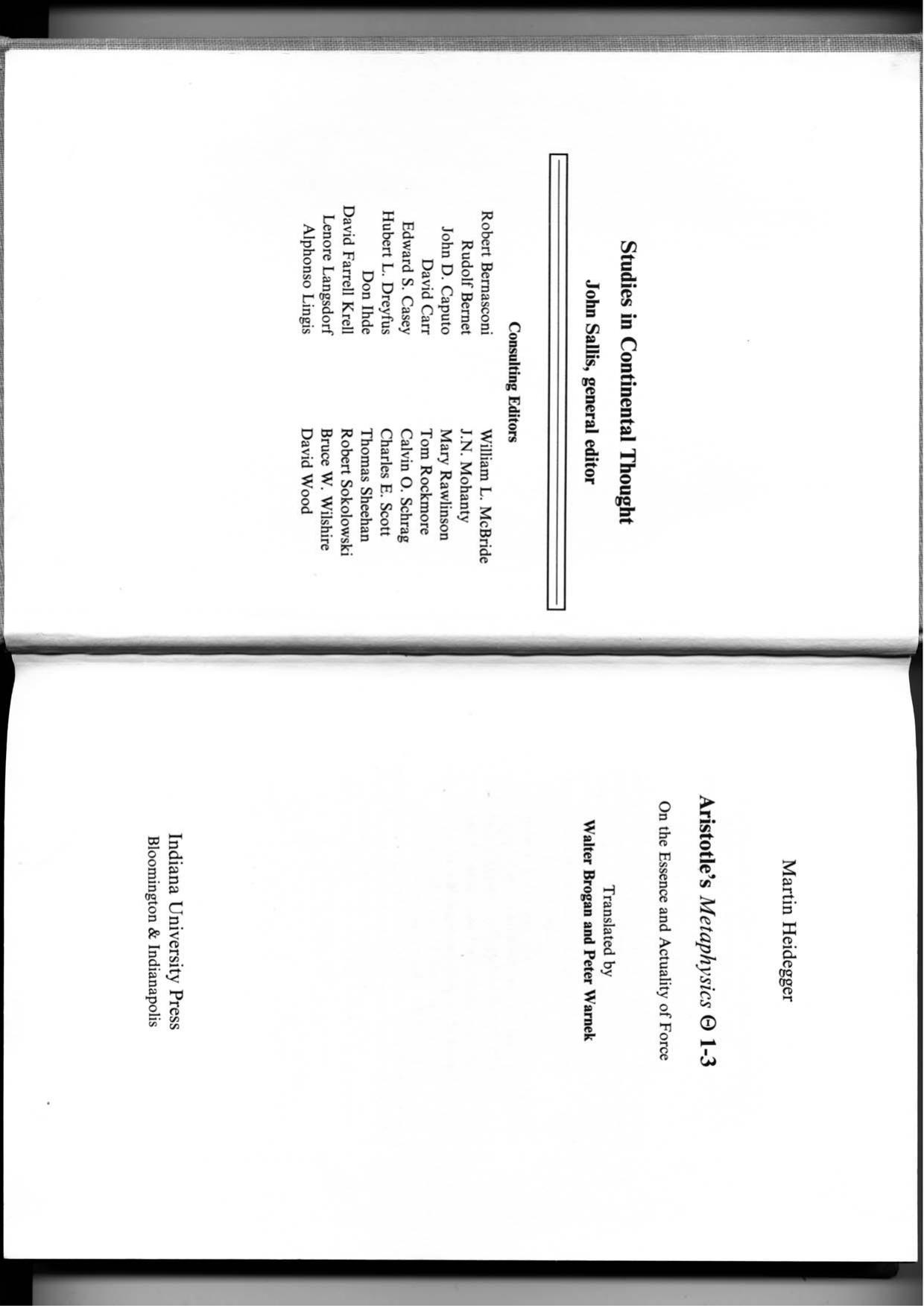 Aristotle's 'Metaphysics' [On The Essence And Actuality Of Force] by Unknown