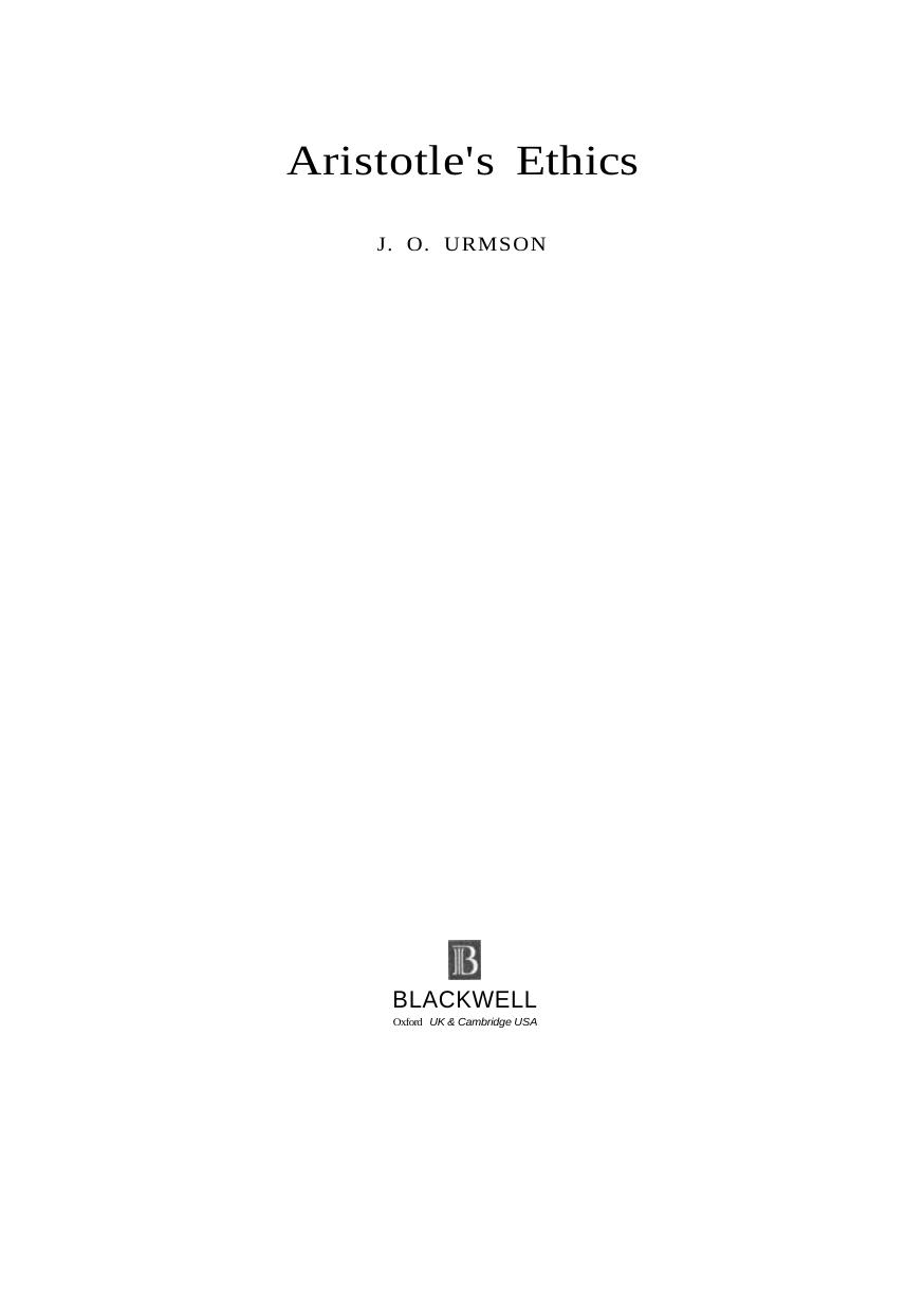 Aristotle's Ethics by James Urmson