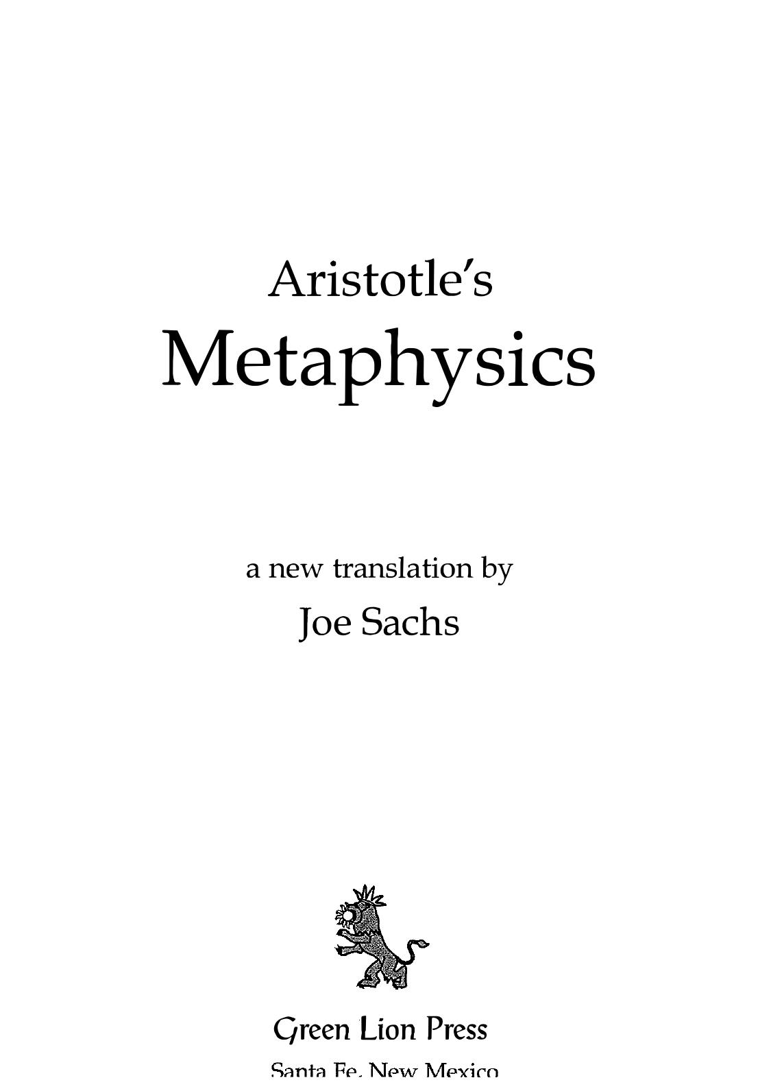 Aristotle's Metaphysics(I-XI) by Aristotle