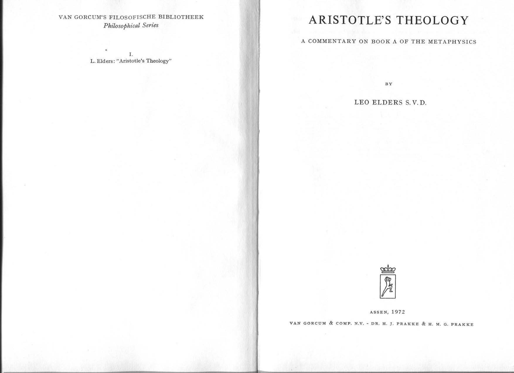 Aristotle's Theology: A Commentary on a Book of the Metaphysics by Leo Elders