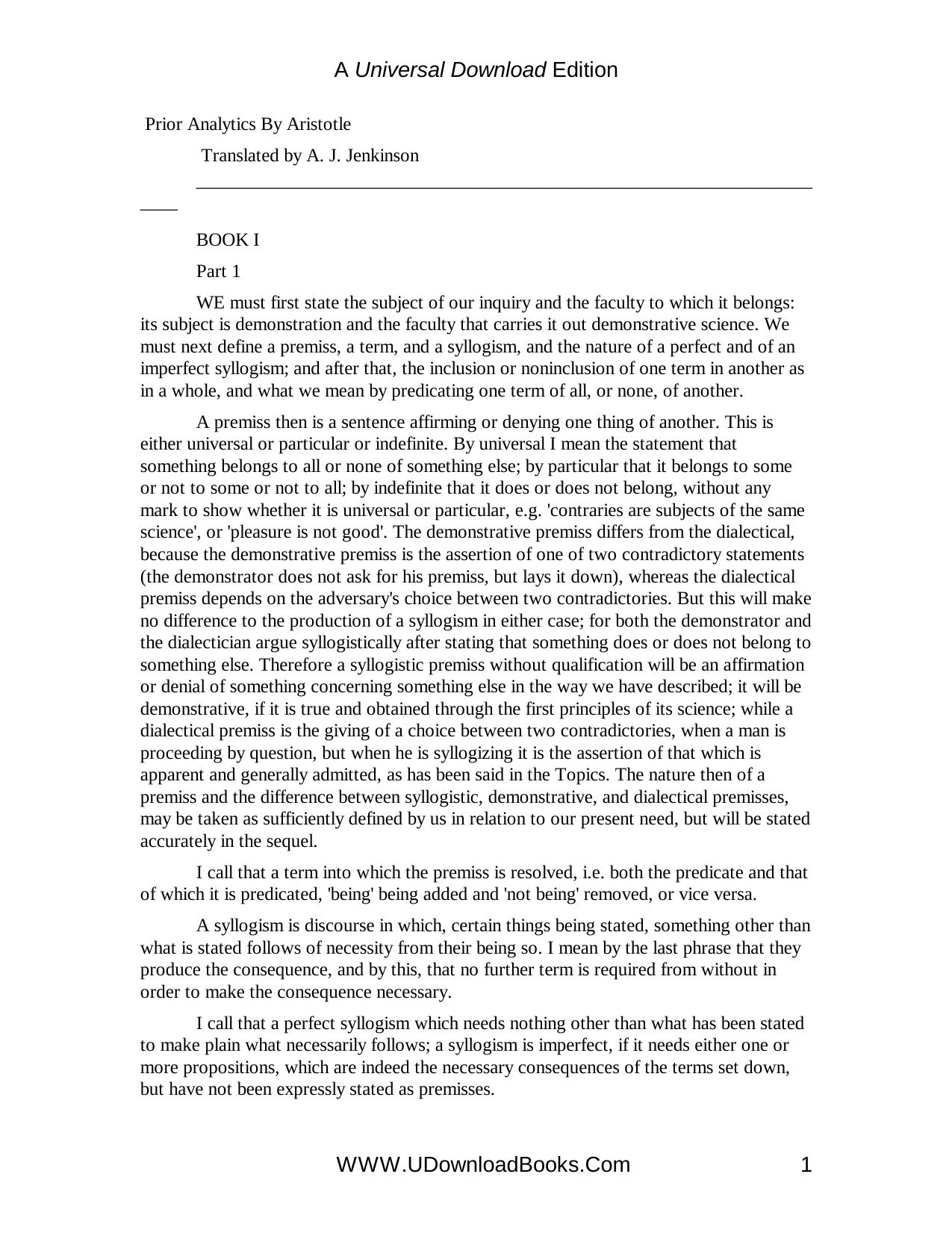 Aristotle, Prior Analytics by Aristotle Robin Smith