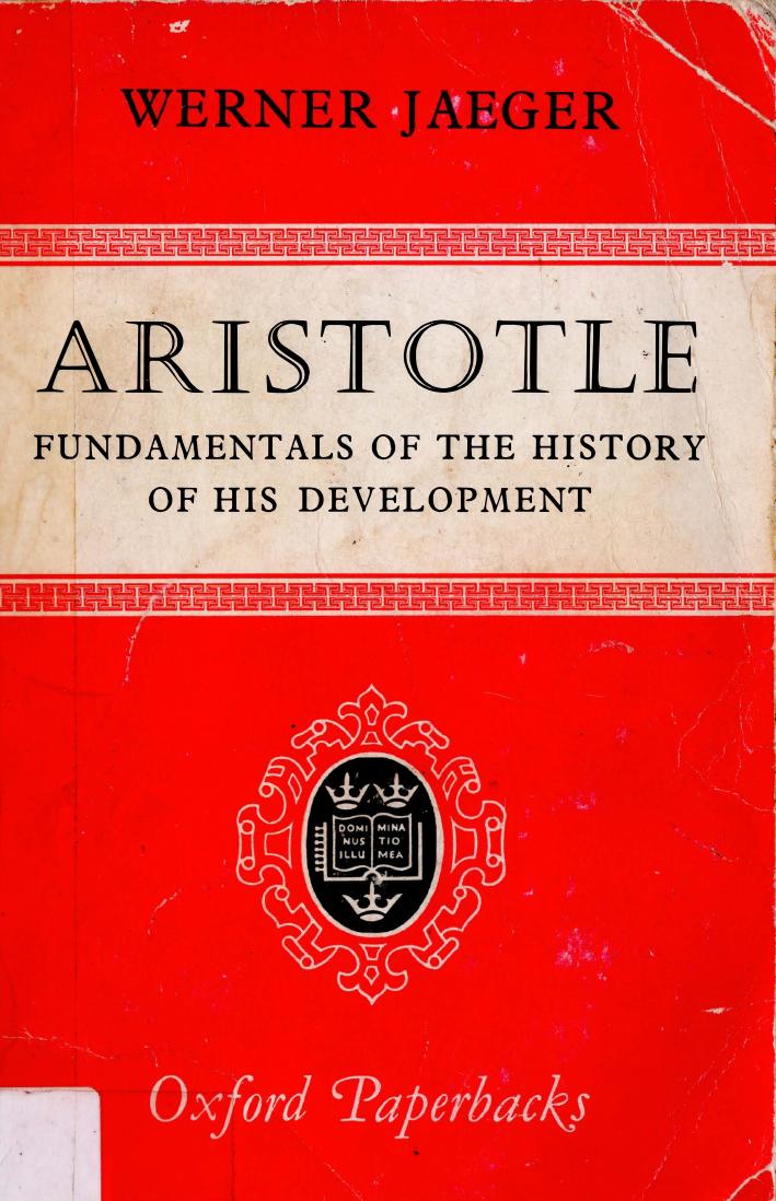 Aristotle. Fundamentals in the History of his Development by Werner Jaeger