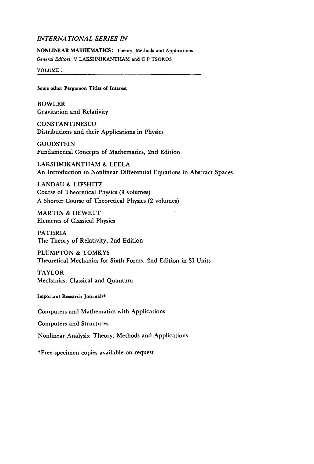 Arithmetic Applied Mathematics by Donald Greenspan V. Lakshmikantham and C P Tsokos (Auth.)