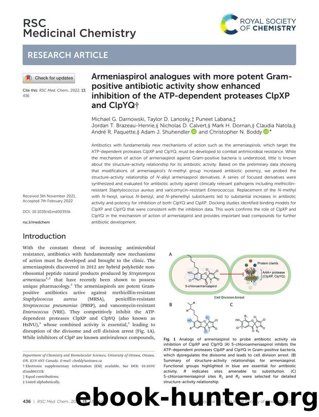 Armeniaspirol analogues with more potent Gram-positive antibiotic activity show enhanced inhibition of the ATP-dependent proteases ClpXP and ClpYQ by unknow
