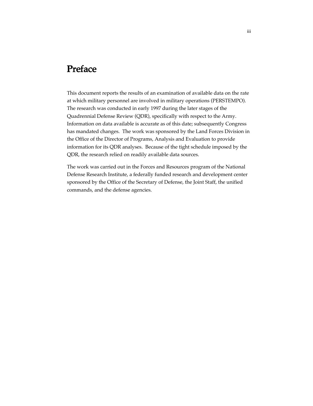 Army Perstempo in the Post Cold War Era by National Defense Research Instituted (U. S.)