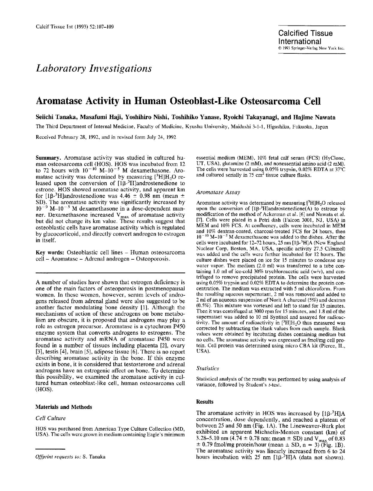 Aromatase activity in human osteoblast-like osteosarcoma cell by Unknown