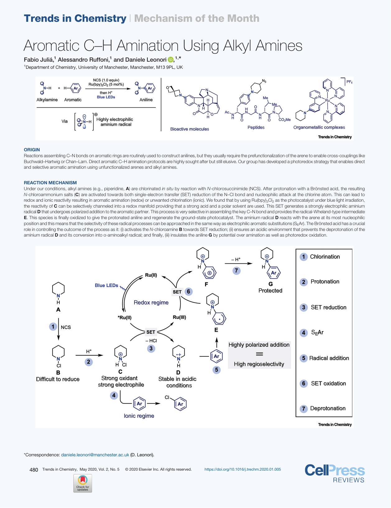 Aromatic C-H Amination Using Alkyl Amines by Fabio Juliá & Alessandro Ruffoni & Daniele Leonori