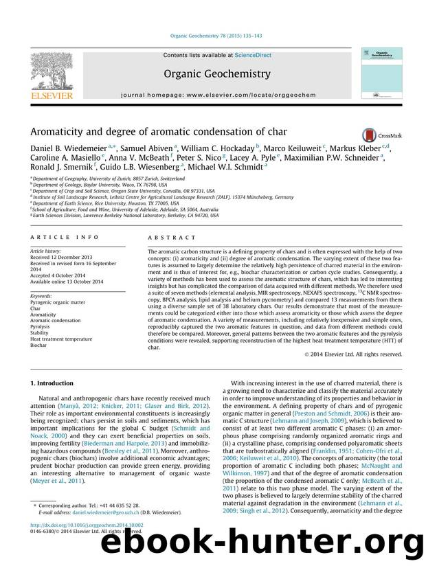 Aromaticity and degree of aromatic condensation of char by unknow