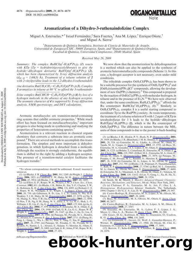 Aromatization of a Dihydro-3-ruthenaindolizine Complex by unknow
