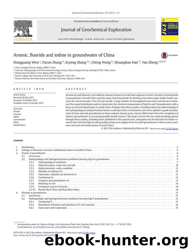 Arsenic, fluoride and iodine in groundwater of China by Dongguang Wen & Fucun Zhang & Eryong Zhang & Cheng Wang & Shuangbao Han & Yan Zheng
