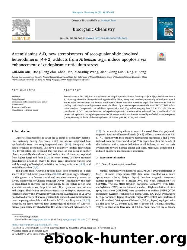 Artemisianins A-D, new stereoisomers of seco-guaianolide involved heterodimeric [4+2] adducts from Artemisia argyi induce apoptosis via enhancement of endoplasmic reticulum stress by Gui-Min Xue & Dong-Rong Zhu & Chao Han & Xiao-Bing Wang & Jian-Guang Luo & Ling-Yi Kong