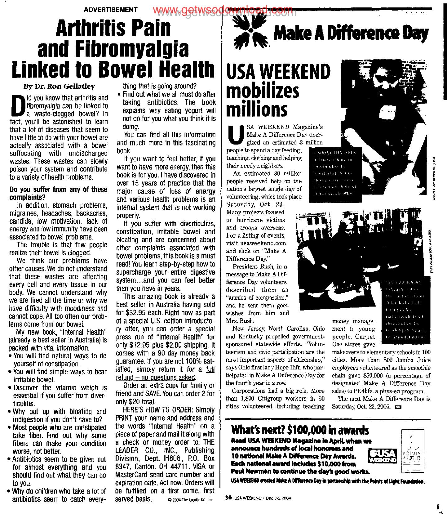 Arthritis Pain and Fibromyalgia Linked to Bowel Health HV by Copyright 2005 Heritage Microfilm Inc. and Newspaperarchive.com