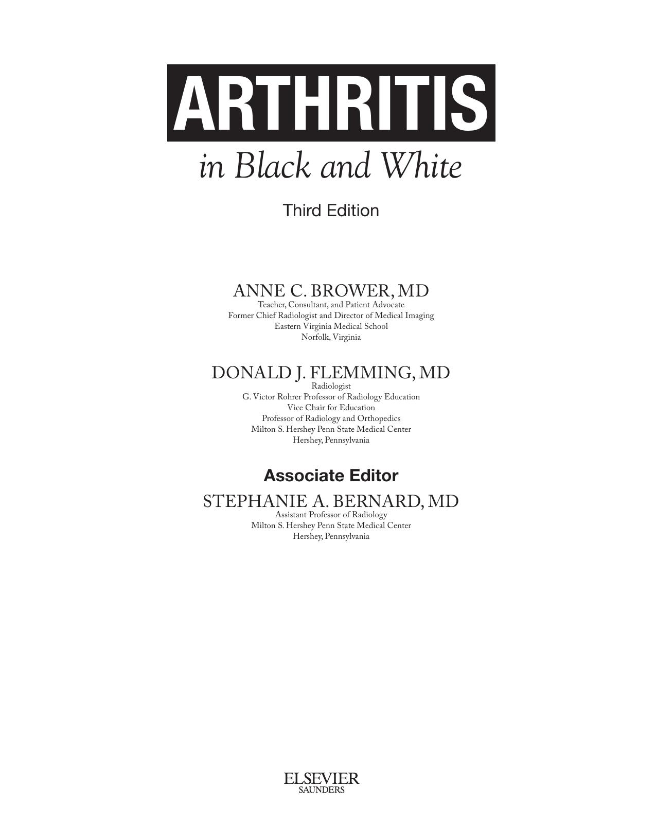 Arthritis in Black and White by Anne C. Brower Donald J. Flemming